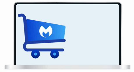  Animation of a shopping cart and email from Malwarebytes